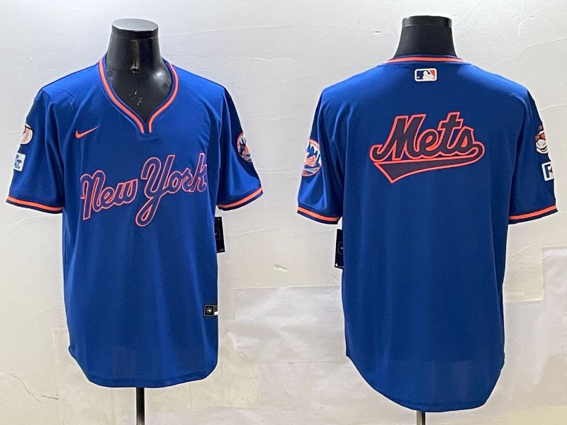 Men New York Mets Blank Blue Throwback Game 2025 Nike MLB Jersey style 3->new york mets->MLB Jersey
